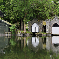 Buy canvas prints of  Boathouse at Newby Bridge by Frank Irwin