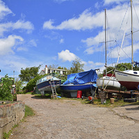 Buy canvas prints of  Heswall Beach, UK, The Boatyard by Frank Irwin