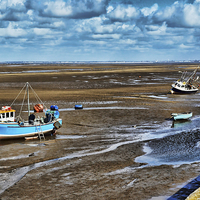 Buy canvas prints of  Boats at Hoylake waiting for the tide by Frank Irwin