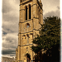 Buy canvas prints of St Michaels & All Angels church, Broadway-Grunged by Frank Irwin