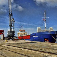Buy canvas prints of  MV Richilieu unloading her cargo in Birkenhead Do by Frank Irwin