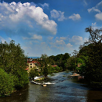 Buy canvas prints of River Teme, Ludlow Weir by Frank Irwin