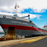 Buy canvas prints of MV Kasteelborg, unloading her cargo by Frank Irwin