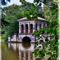 Buy canvas prints of Artistic view of Birkenhead park's Boathouse by Frank Irwin