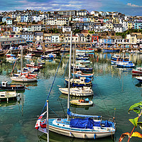 Buy canvas prints of Brixham harbour & "Golden Hinde." by Frank Irwin
