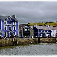 Buy canvas prints of Aberaeron Harbour (Oil painting effect) by Frank Irwin