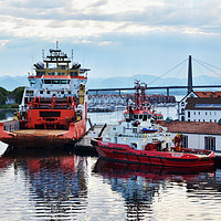 Buy canvas prints of Colourful ships in Stavanger Harbour by Frank Irwin