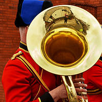 Buy canvas prints of Military Bandsman marching through Birkenhead by Frank Irwin