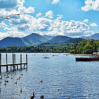 Buy canvas prints of Derwent Water nr Theatre by the Lake. by Frank Irwin