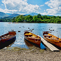 Buy canvas prints of Moored rowing boats on Derwent Water by Frank Irwin
