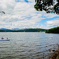 Buy canvas prints of a Quiet Windermere from the lake edge. by Frank Irwin