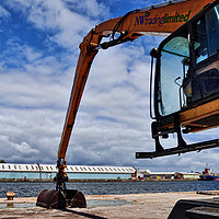 Buy canvas prints of Clamshell Bucket having a rest from normal duties. by Frank Irwin