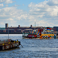 Buy canvas prints of MV Snowdrop motors along the River Mersey.  by Frank Irwin