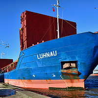 Buy canvas prints of MV Luhnau alongside in Birkenhead Docks by Frank Irwin