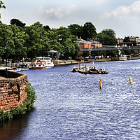Buy canvas prints of Looking down River Dee from hanbdbridge at Chester by Frank Irwin