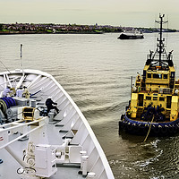 Buy canvas prints of Towing along the River Mersey by Frank Irwin