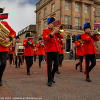 Buy canvas prints of Army Reservists Brass band marching to Medal Award by Frank Irwin