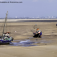 Buy canvas prints of Hoylake Seascape, small boats at anchor by Frank Irwin