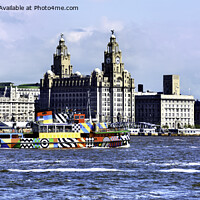 Buy canvas prints of Dazzle ship MV Snowdrop passing Liverpool's Pier H by Frank Irwin
