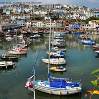 Buy canvas prints of The little busy harbour of Brixham by Frank Irwin
