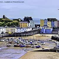 Buy canvas prints of The beautiful Tenby harbour with the tide out by Frank Irwin