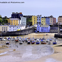 Buy canvas prints of The beautiful Tenby Harbour with tide out by Frank Irwin