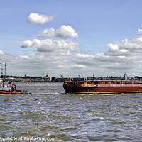 Buy canvas prints of Outdoor MTS Taktow towing a barge down the River Mersey by Frank Irwin
