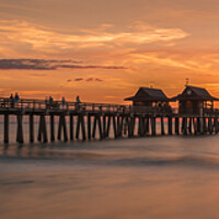 Buy canvas prints of Naples Pier Sunset Pano by Gareth Burge Photography