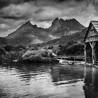 Buy canvas prints of Old Boathouse, Dove Lake, Tasmania by Gareth Burge Photography