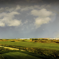 Buy canvas prints of Rainbow over Prestwick Old Course by Gareth Burge Photography