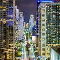 Buy canvas prints of Night Colours of Miami by Gareth Burge Photography