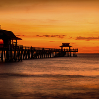 Buy canvas prints of Naples Pier Sunset by Gareth Burge Photography