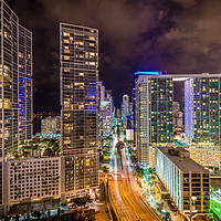 Buy canvas prints of Miami Night Colours 2 by Gareth Burge Photography