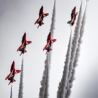 Buy canvas prints of Red Arrows Reaching for the Sky by Gareth Burge Photography