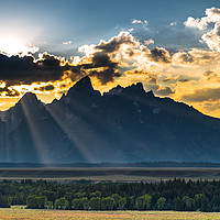 Buy canvas prints of Grand Teton Sunset Panorama by Gareth Burge Photography