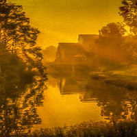 Buy canvas prints of Painterly Riverside Sunrise by Gareth Burge Photography