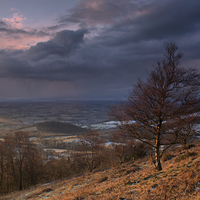 Buy canvas prints of Dusk on the Malvern Hills by Sue Dudley