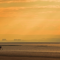 Buy canvas prints of Sunset at Hinkley Point by Sue Dudley