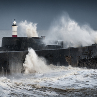 Buy canvas prints of  Stormy Sea at Newhaven Lighthouse by Martin Parratt
