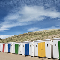Buy canvas prints of  Woolacombe Beach Huts by Martin Parratt