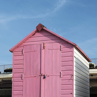 Buy canvas prints of Pink Beach Hut by Martin Parratt