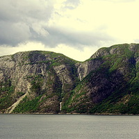 Buy canvas prints of Fjord waterfall by Bill Lighterness