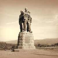 Buy canvas prints of Commando Monument in sepia by Bill Lighterness