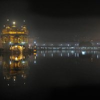 Buy canvas prints of The Golden Temple at Night by Sophia Yarwood