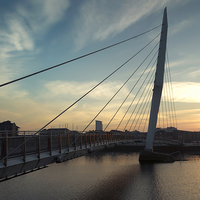 Buy canvas prints of Sail Bridge Sunset by Purple OneTwoEight