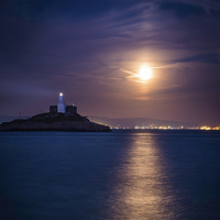 Buy canvas prints of  Mumbles Moon Rise by Purple OneTwoEight