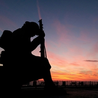 Buy canvas prints of Sculpture of Tommy at Seaham by Glenn Potts