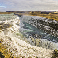 Buy canvas prints of Gullfoss Waterfall by Laura Kenny