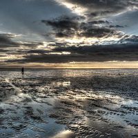 Buy canvas prints of Dusk on the beach at St Annes-on-Sea by Peter McCormack