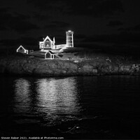 Buy canvas prints of Christmas at the Nubble BW  by Steven Ralser